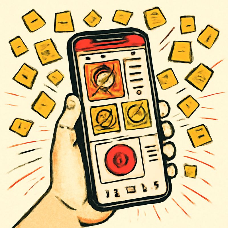 A smartphone screen showing a photo gallery, a messaging app, and a music player. Tiny labels float above each: 'file', 'file', 'file'. Dozens of them. Clean, modern illustration.